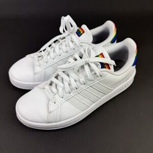 Adidas Grand Court Pride Sneakers 7.5 Womens White Rainbow Womens Cloudfoam